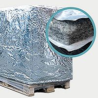ECOCOOL Thermohaube ECO-XTREME auf einer Palette mit Detail des Isoliermaterials