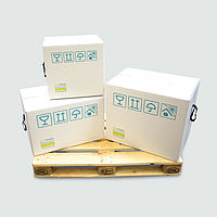 ECOCOOL Pharmaboxen in verschiedenen Größen auf einer Palette